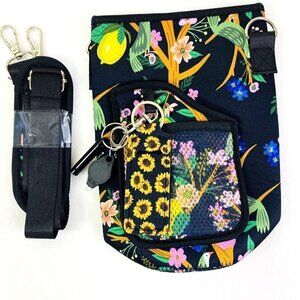 Insulated Water Bottle Carrier With Strap Black Floral Self Defense Bundle